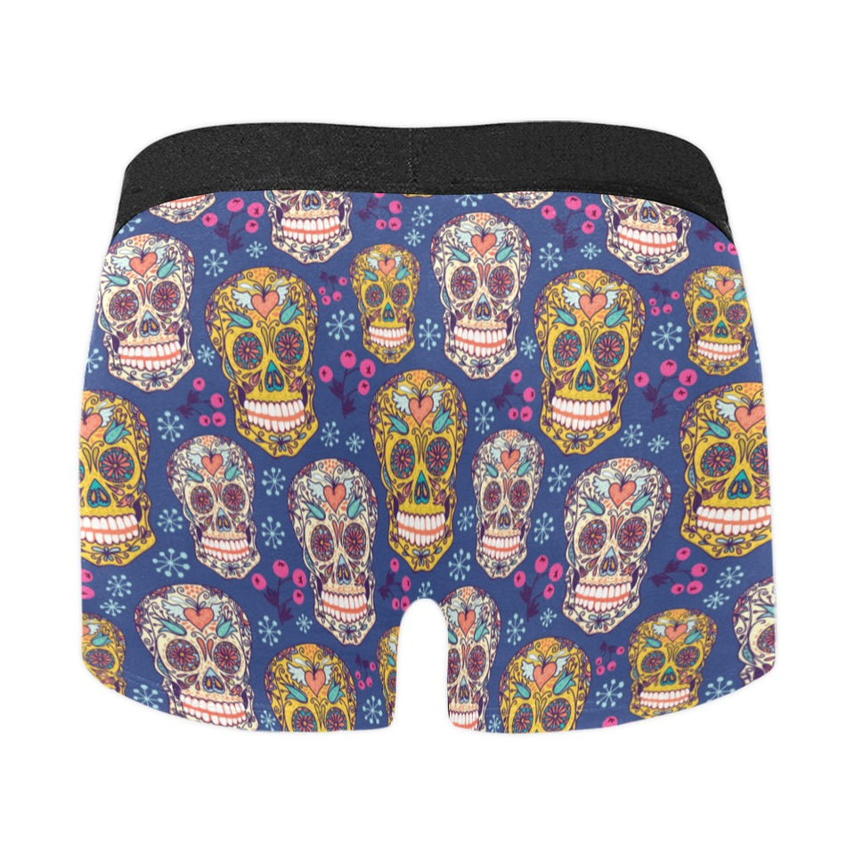 Sugar skull flower pattern Men's All Over Print Boxer Briefs Men's Underwear
