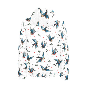 Swallow Pattern Print Design 04 Men's Padded Hooded Jacket