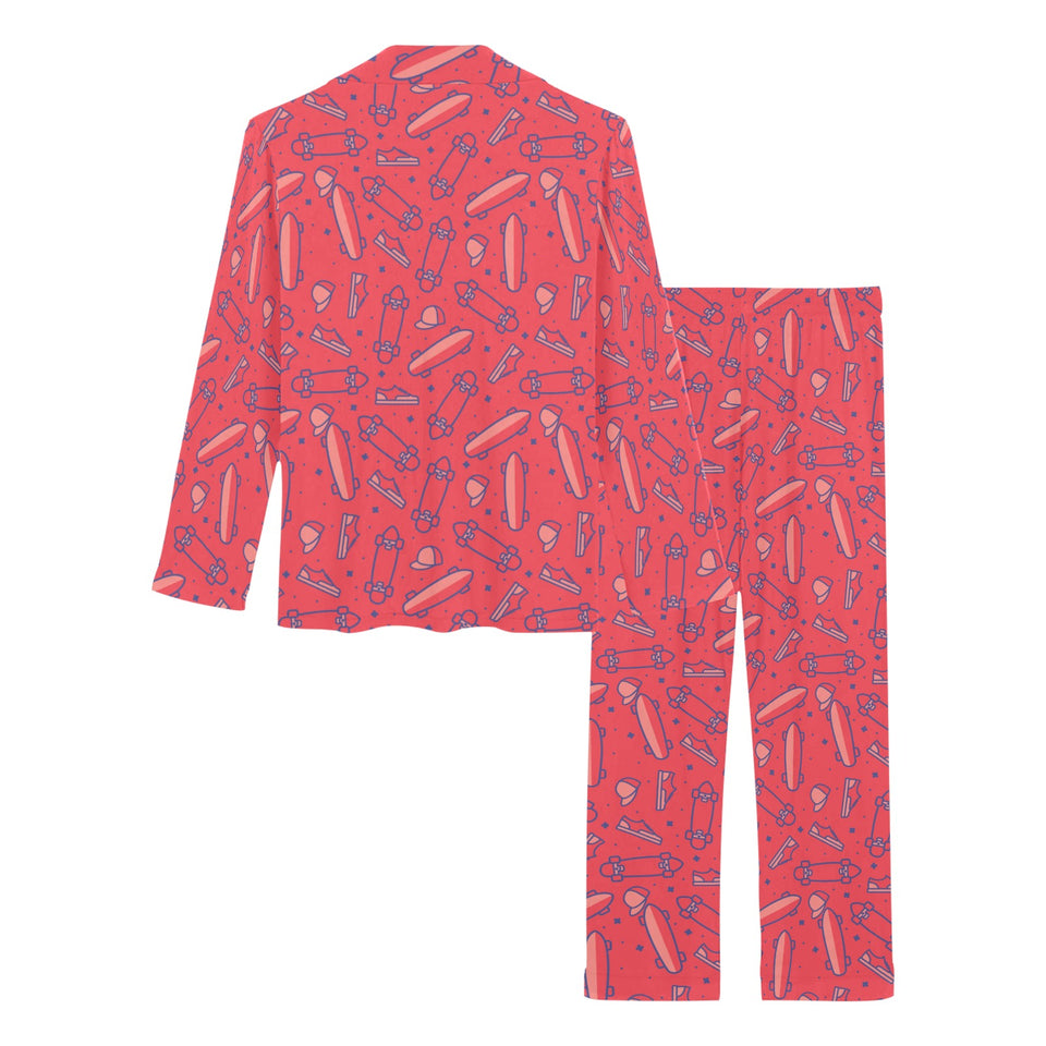 Skate Board Pattern Print Design 01 Women's Long Pajama Set