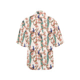 Peacock tropical flower pattern Women's All Over Print Hawaiian Shirt