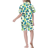 blueberry flower pattern Kids' Boys' Girls' V-Neck Short Pajama Set