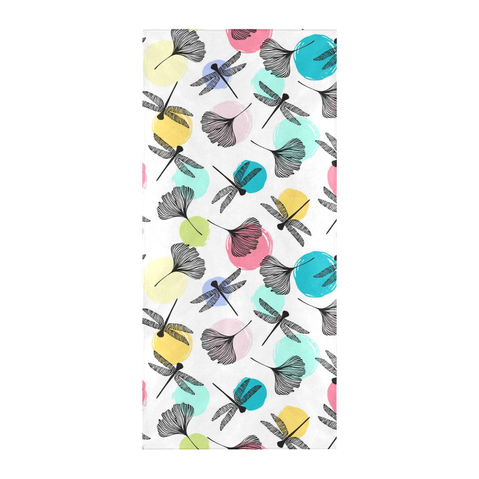 Dragonflies ginkgo leaves pattern Beach Towel
