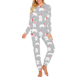 Cute polar bear christmas snow pattern Women's All Over Print Pajama Set
