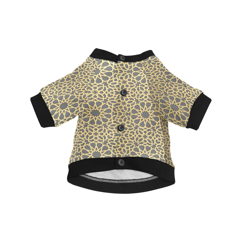 arabic star gold pattern All Over Print Pet Dog Round Neck Fuzzy Shirt