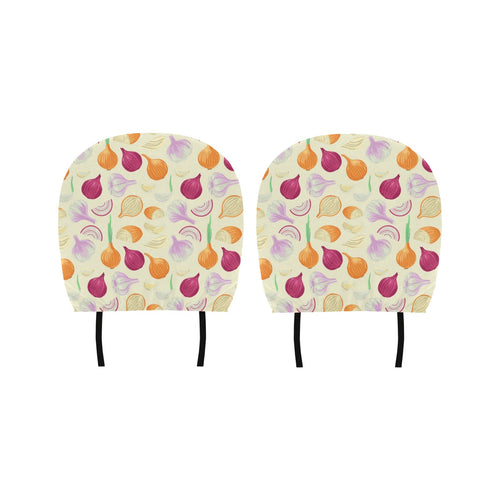 Onion garlic white red pattern Car Headrest Cover