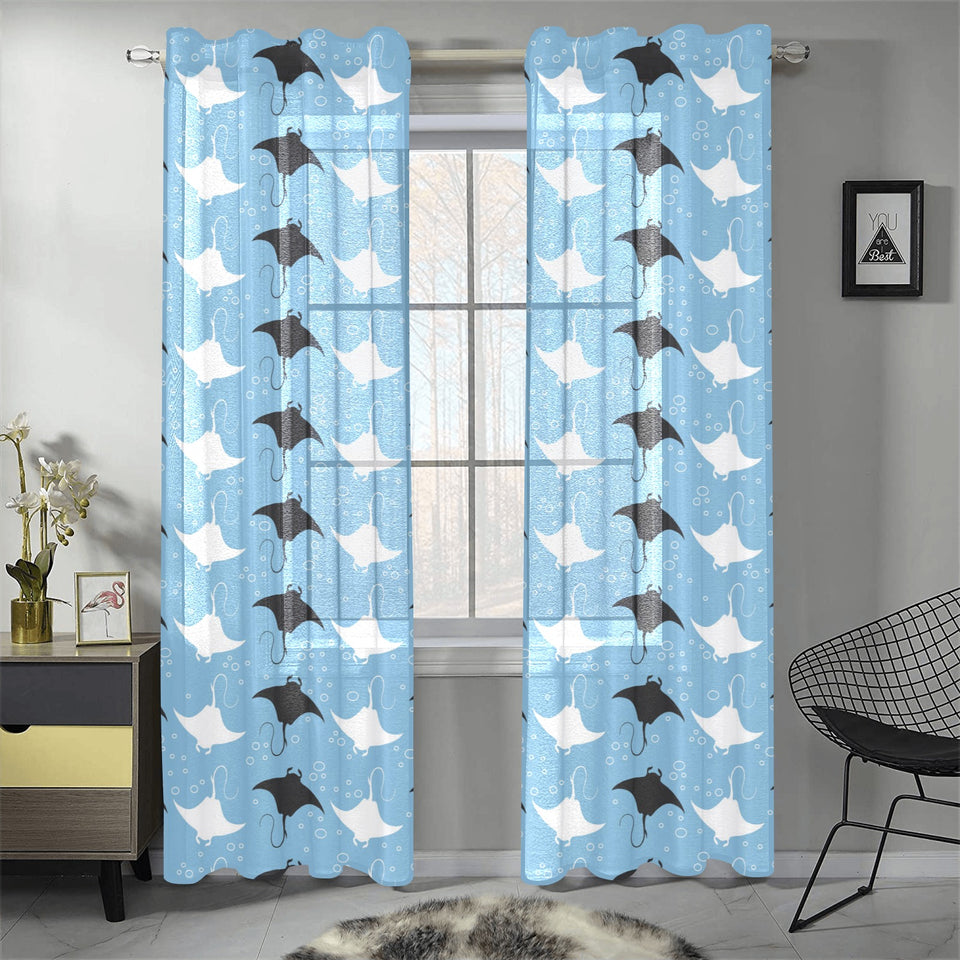 Stingray Pattern Print Design 03 Gauze Curtain