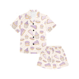 Cakes pies tarts muffins and eclairs purple bluebe Kids' Boys' Girls' V-Neck Short Pajama Set