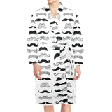 Mustache Beard Pattern Print Design 04 Men's Long Sleeve Belted Night Robe