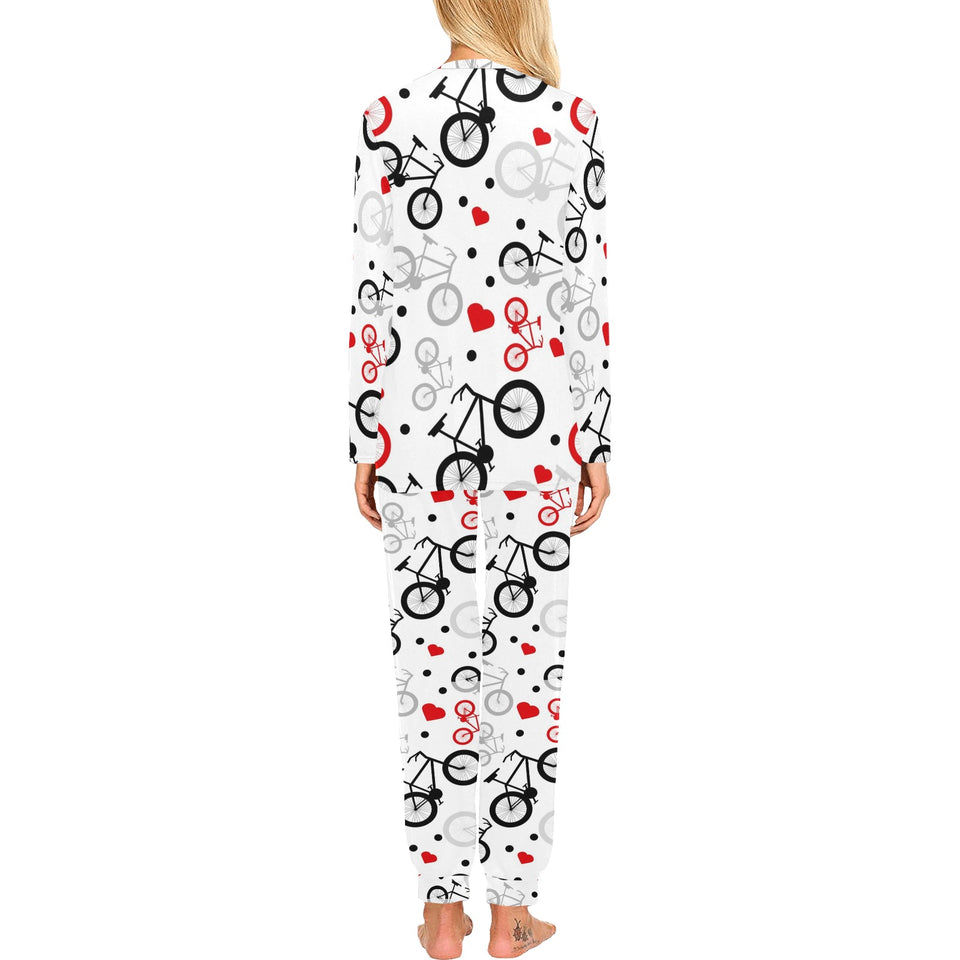 Bicycle Pattern Print Design 04 Women's All Over Print Pajama Set