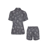 sushi pattern black background Women's V-Neck Short Pajama Set