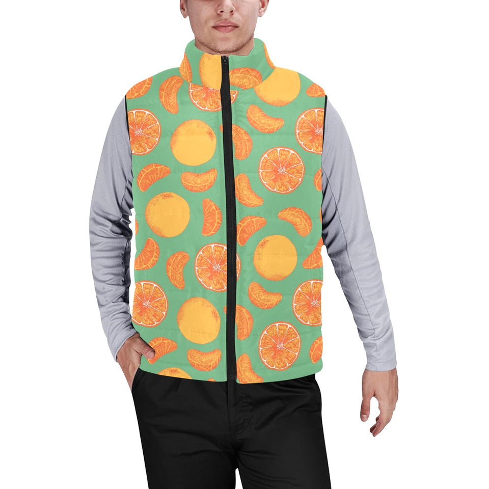 orange fruit pattern green background Men's Padded Vest