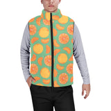 orange fruit pattern green background Men's Padded Vest