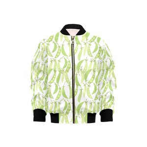 Green Peas Pattern Print Design 03 Kids' Boys' Girls' Bomber Jacket