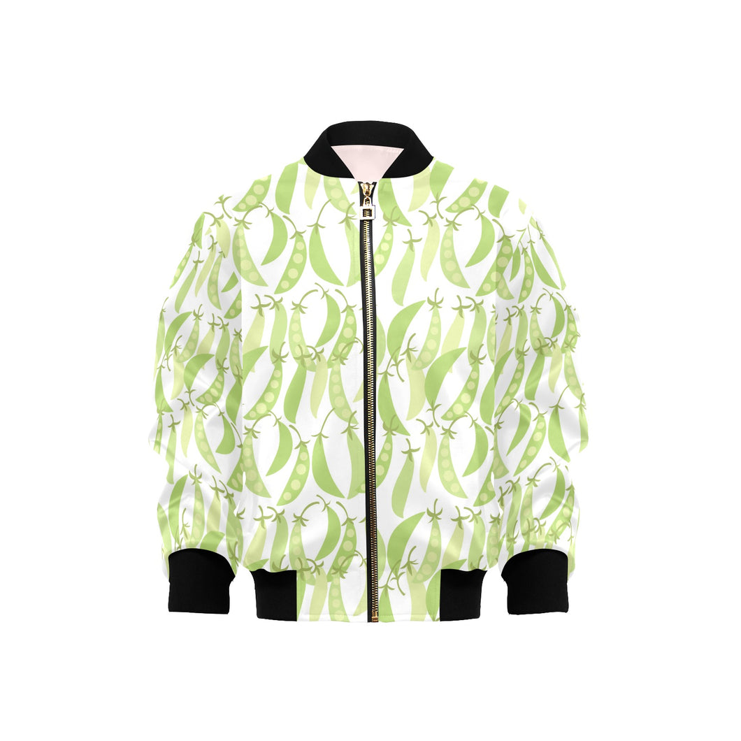 Green Peas Pattern Print Design 03 Kids' Boys' Girls' Bomber Jacket