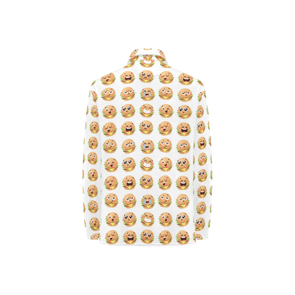 Hamburger Pattern Print Design 04 Women's Long Sleeve Polo Shirt