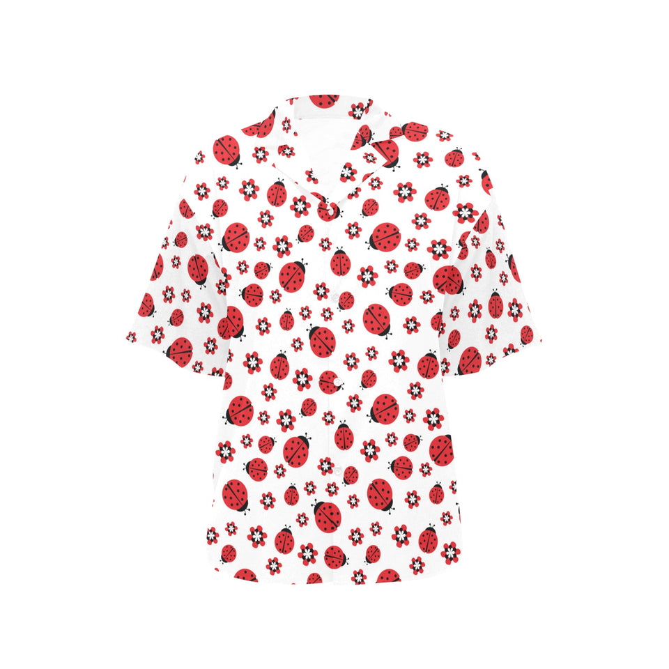 Ladybug Pattern Print Design 04 Women's All Over Print Hawaiian Shirt