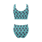 Stingray Pattern Print Design 02 Chest Bowknot High Waisted Bikini Swimsuit