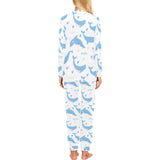Blue whale pattern Women's All Over Print Pajama Set