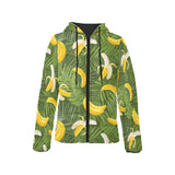 Banana Palm Leaves pattern Women's Padded Hooded Jacket