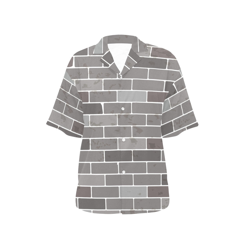 Brick Printed Pattern Print Design 05 Women's All Over Print Hawaiian Shirt