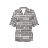 Brick Printed Pattern Print Design 05 Women's All Over Print Hawaiian Shirt