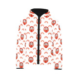 Daruma japanese wooden doll design pattern Kids' Boys' Girls' Padded Hooded Jacket