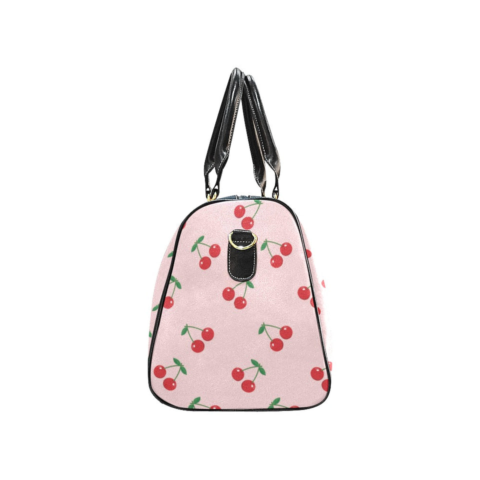 cherry pattern pink background Travel Bag