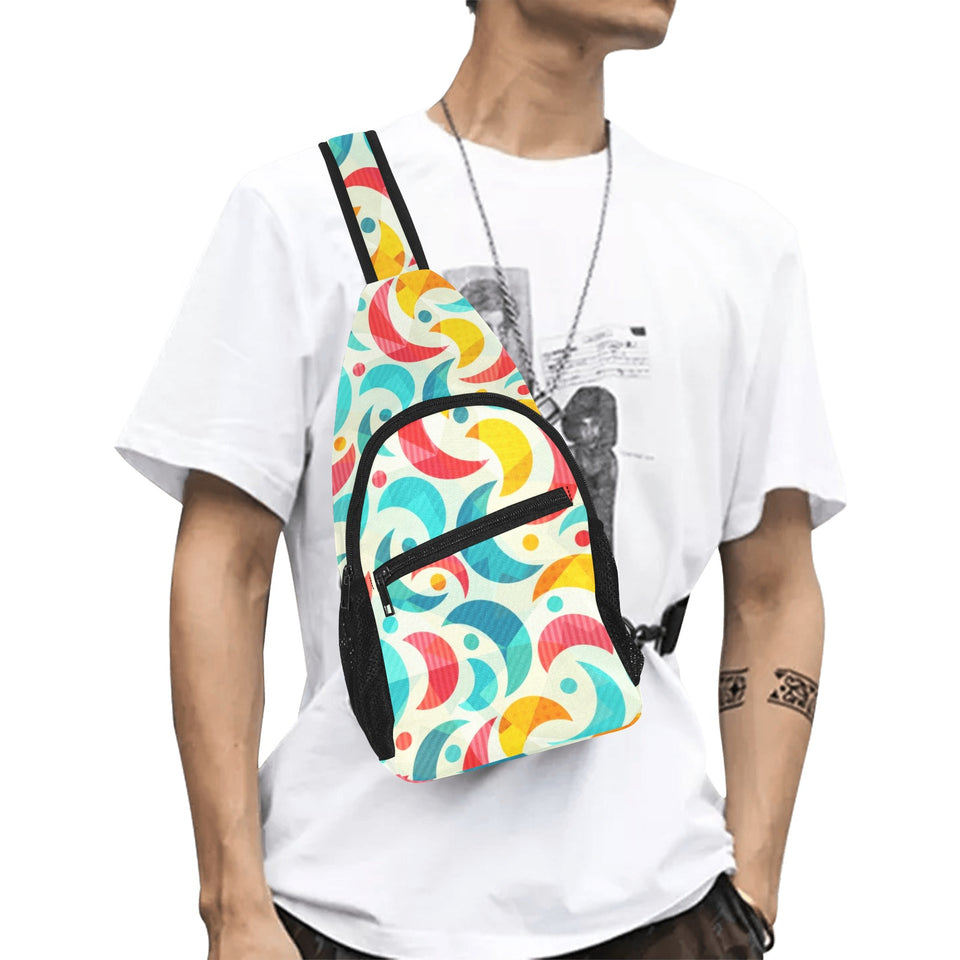 Colorful moon pattern All Over Print Chest Bag