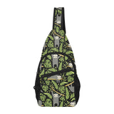 Cute sloths tropical palm leaves black background All Over Print Chest Bag