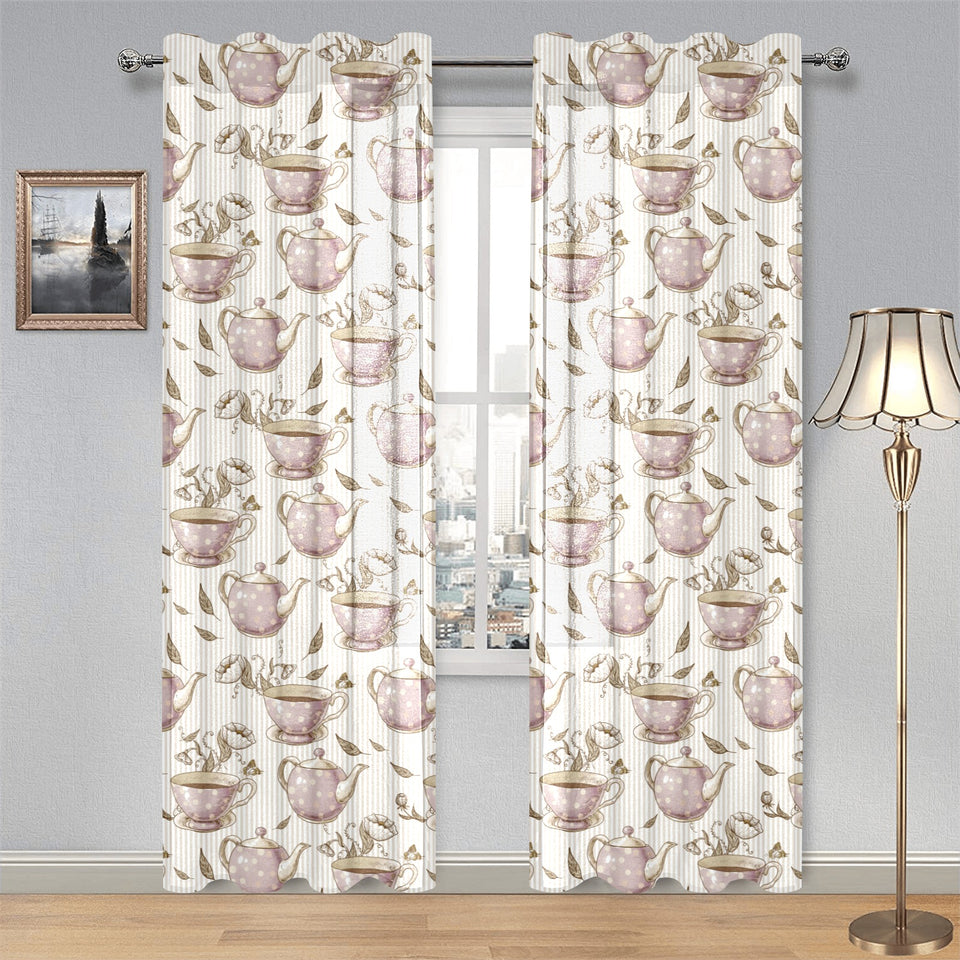 Tea pots Pattern Print Design 03 Gauze Curtain