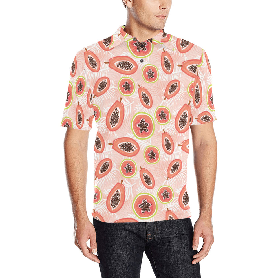 papaya leaves pattern Men's All Over Print Polo Shirt
