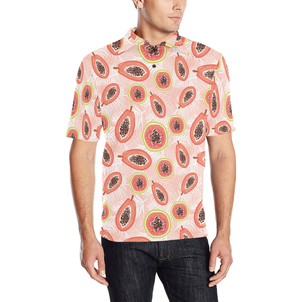 papaya leaves pattern Men's All Over Print Polo Shirt