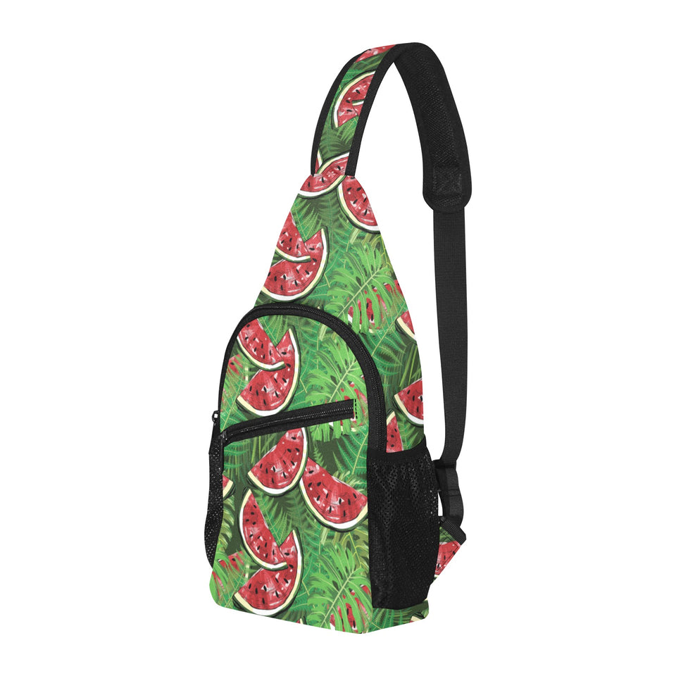 Watermelons tropical palm leaves pattern backgroun All Over Print Chest Bag