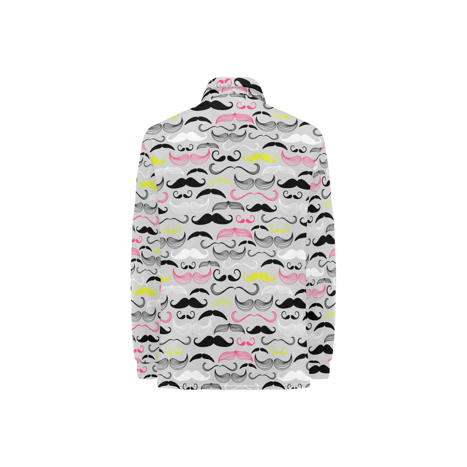 Mustache Beard Pattern Print Design 02 Women's Long Sleeve Polo Shirt