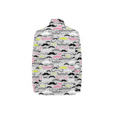 Mustache Beard Pattern Print Design 02 Women's Long Sleeve Polo Shirt