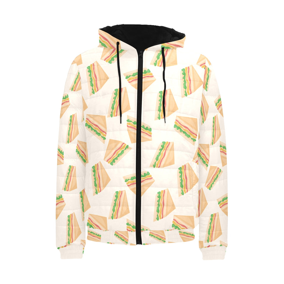 Sandwich Pattern Print Design 01 Men's Padded Hooded Jacket