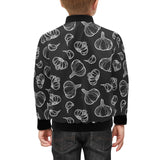 Garlic pattern black background Kids' Boys' Girls' Bomber Jacket