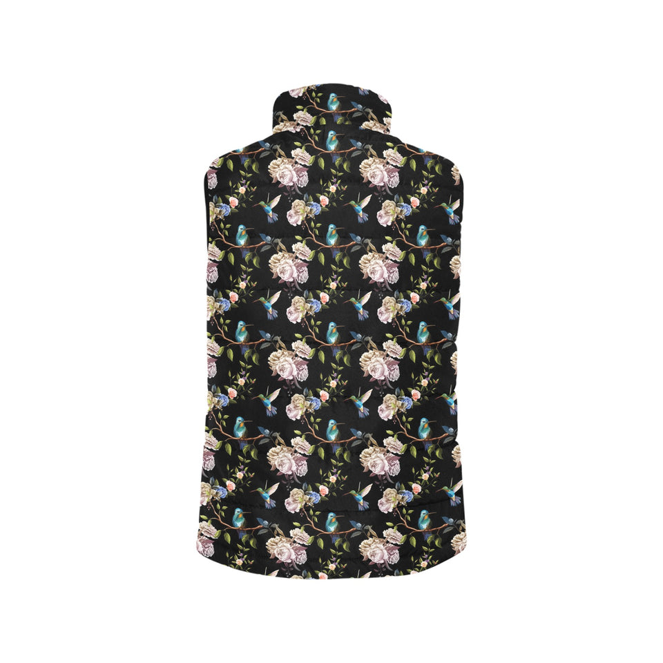 Hummingbird Pattern Print Design 03 Women's Padded Vest