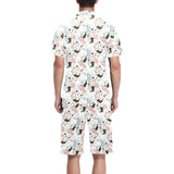 cute mermaid pattern Men's V-Neck Short Pajama Set