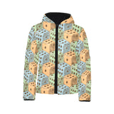 Dice Pattern Print Design 05 Kids' Boys' Girls' Padded Hooded Jacket