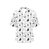 Crows floral wreath rabbit pattern Women's All Over Print Hawaiian Shirt