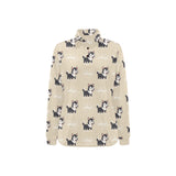 Cute Siberian Husky Women's Long Sleeve Polo Shirt