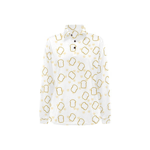 Bread Toast Pattern Print Design 01 Women's Long Sleeve Polo Shirt