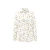 Bread Toast Pattern Print Design 01 Women's Long Sleeve Polo Shirt