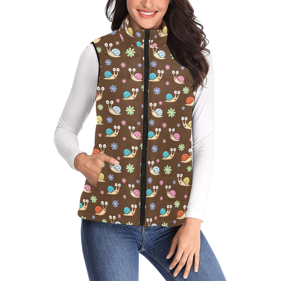 Snail Pattern Print Design 03 Women's Padded Vest
