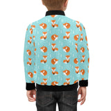 Fox pattern blue b ackground Kids' Boys' Girls' Bomber Jacket