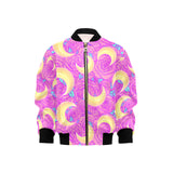 Moon pink rose background Kids' Boys' Girls' Bomber Jacket