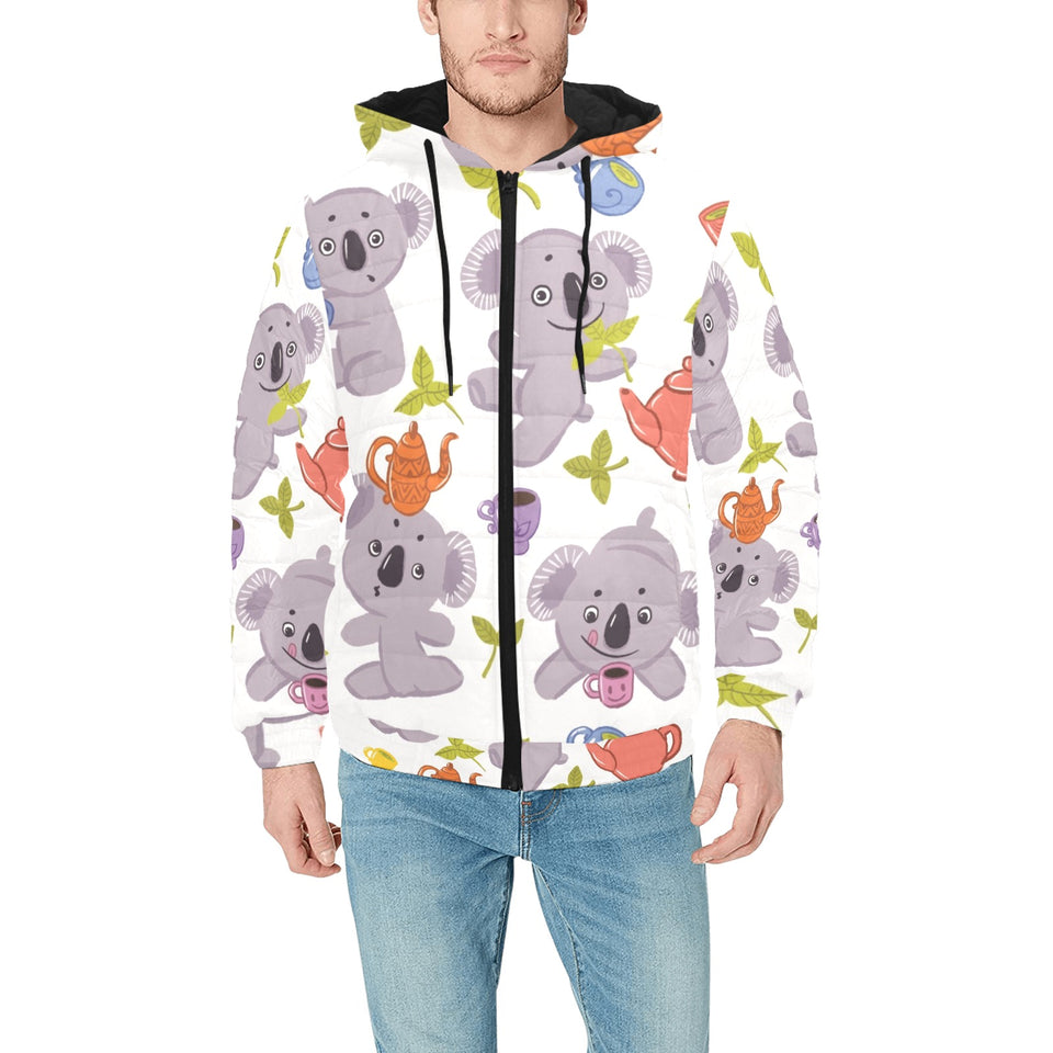 Cute koalas teapots tea Men's Padded Hooded Jacket