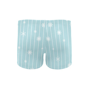 Snowflake pattern blue stripe background Men's Swimming Trunks