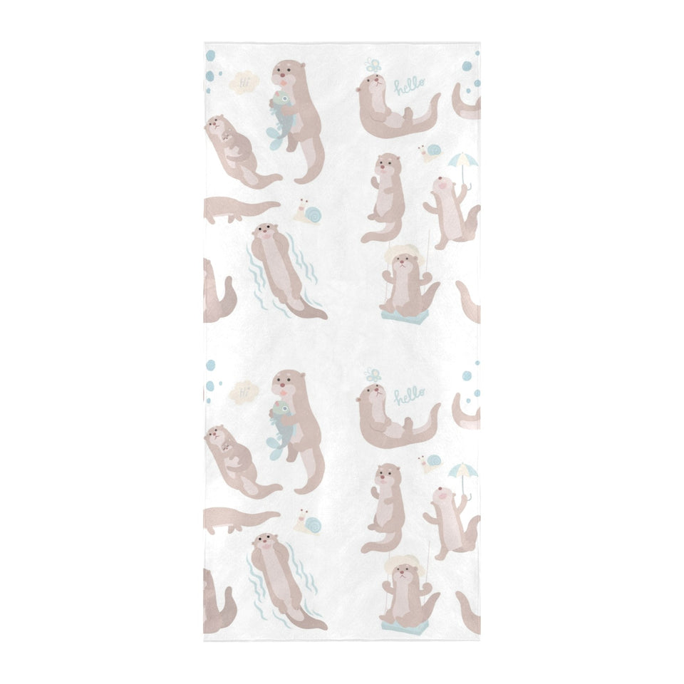 Cute sea otters pattern Beach Towel